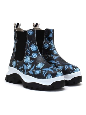 Goby Chelsea-Boots in Schwarz/ Hellblau