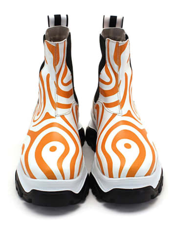 Goby Chelseaboots wit/oranje