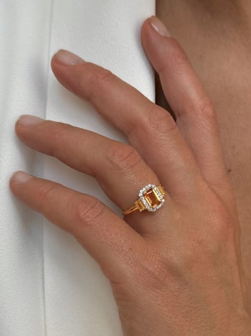 Les Petites Précieuses Vergulde ring met edelstenen