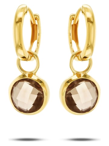 Les Petites Précieuses Pozłacane kolczyki-kreole z kwarcem
