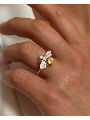 Les Petites Précieuses Vergulde ring met edelstenen