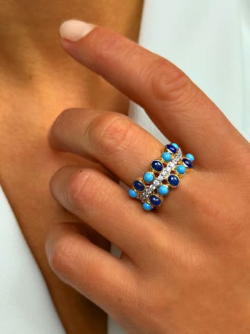 Les Petites Précieuses Vergulde ring met edelstenen