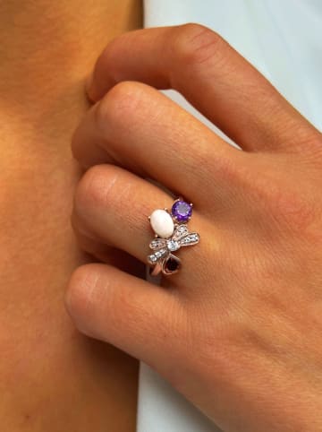 Les Petites Précieuses Vergulde ring met edelstenen