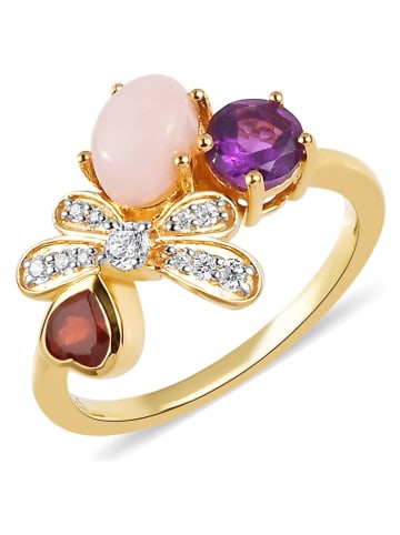 Les Petites Précieuses Vergulde ring met edelstenen