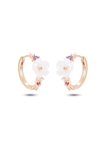 Les Petites Précieuses Rosévergold. Creolen mit Edelsteinen und Perlmutt