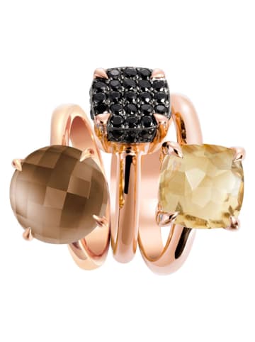 Les Petites Précieuses 3er-Set: Rosévergold. Ringe mit Edelsteinen