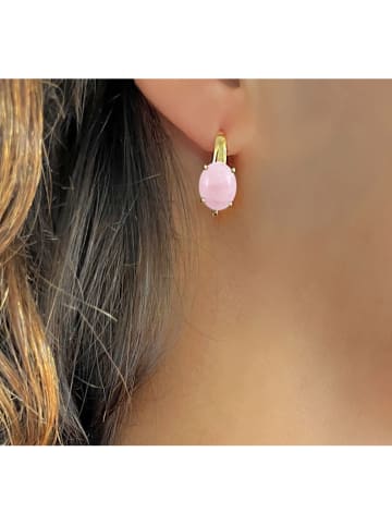 Les Petites Précieuses Vergold. Ohrringe mit Rosenquartz