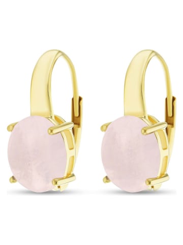 Les Petites Précieuses Vergold. Ohrringe mit Rosenquartz