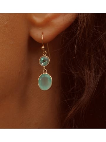 Les Petites Précieuses Vergulde oorhangers met edelstenen