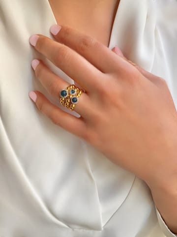 Les Petites Précieuses Vergulde ring met edelstenen