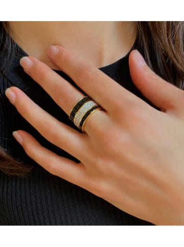 Les Petites Précieuses Vergulde ring met edelstenen