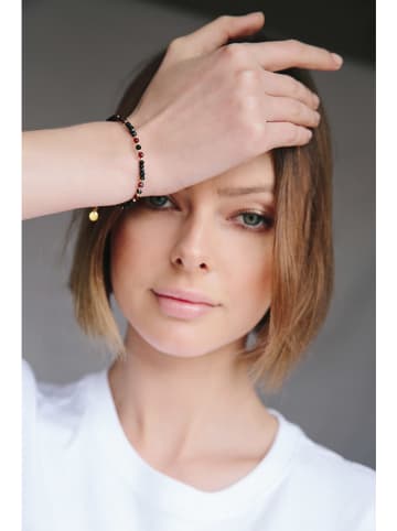 Ania Kruk Pozłacana bransoletka z onyksami - dł. 17 cm