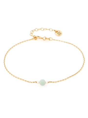 Ania Kruk Pozłacana bransoletka z jadeitem i perłami - dł. 16 cm