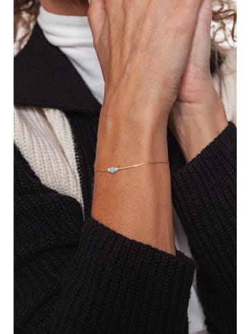 Ania Kruk Pozłacana bransoletka z jadeitem i perłami - dł. 16 cm