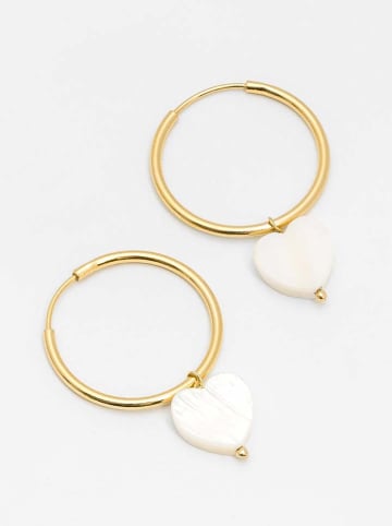 Ania Kruk Pozłacane kolczyki-kreole z masą perłową