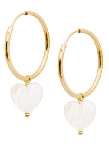 Ania Kruk Pozłacane kolczyki-kreole z masą perłową