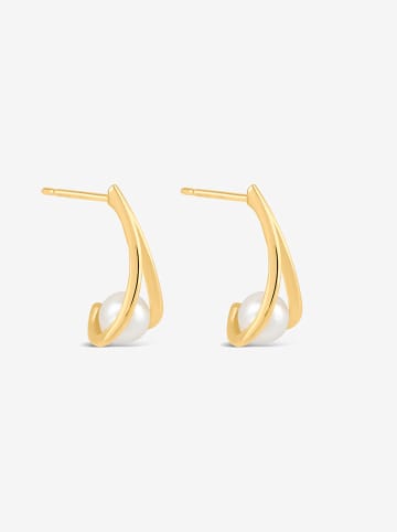 Ania Kruk Pozłacane kolczyki-wkrętki z perłami