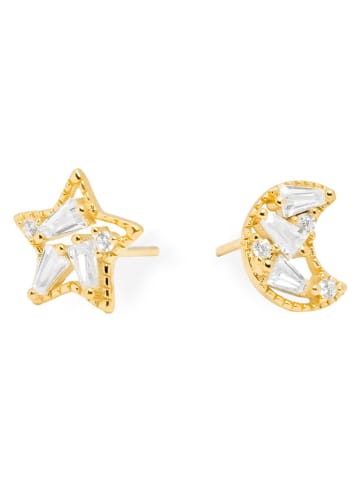 Ania Kruk Pozłacane kolczyki-wkrętki z cyrkoniami