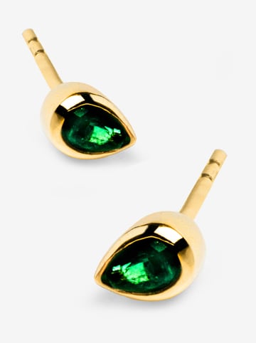 Ania Kruk Złote kolczyki-wkrętki ze szmaragdami