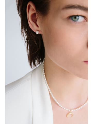 Ania Kruk Złote kolczyki-wkrętki z perłami