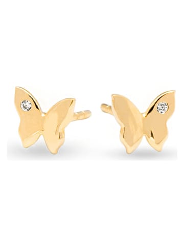 Ania Kruk Złote kolczyki-wkrętki z cyrkoniami