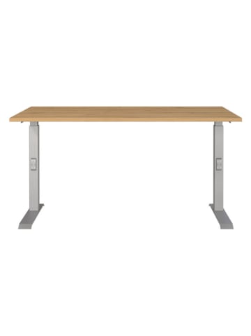 Germania Schreibtisch ''Mailand'' in Hellbraun/ Silber - (B)140 x (H)91 x (T)80 cm