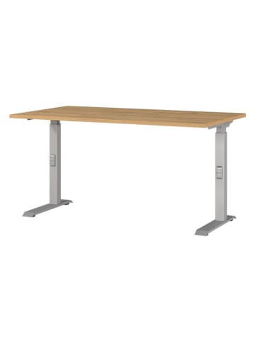 Germania Schreibtisch ''Mailand'' in Hellbraun/ Silber - (B)140 x (H)91 x (T)80 cm