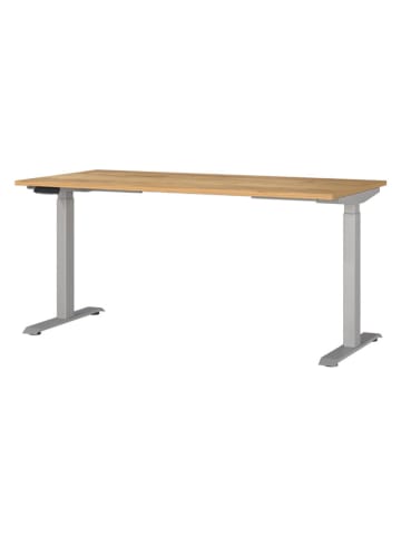 Germania Elektr. Schreibtisch ''Mail.'' in Hellbraun/ Silber - (B)160 x (H)120 x (T)80 cm