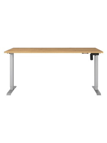 Germania Elektr. Schreibtisch ''Profi'' in Hellbraun/ Silber - (B)160 x (H)120 x (T)80 cm