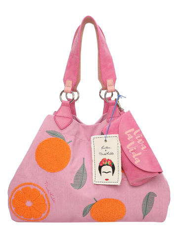 Fritzi aus Preußen Shopper "Frida Kahlo" in Rosa/ Orange - (B)42 x (H)29 x (T)15 cm