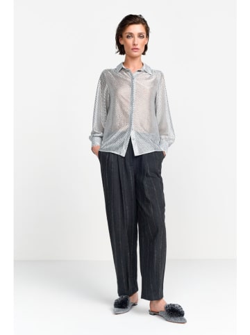 Rich & Royal Bluse in Silber/ Weiß