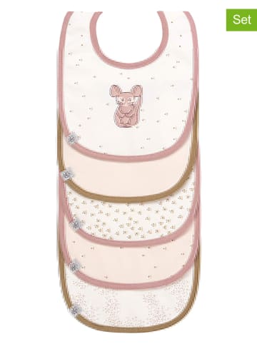 Lässig 5er-Set: Lätzchen "Chinchilla" in Creme/ Altrosa