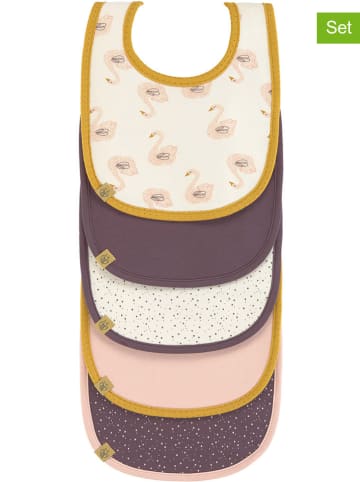 Lässig 5er-Set Lätzchen "Little Water Swan" in Lila/ Rosa/ Creme