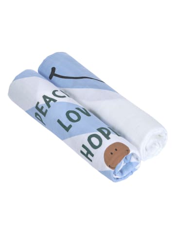 Lässig 2er-Set Mulltücher in Hellblau/ Weiß - (L)120 x (B)120 cm - (L)120 x (B)120 cm