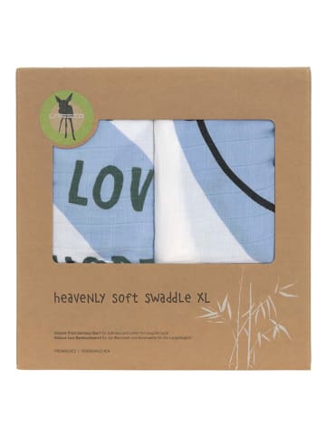 Lässig 2er-Set Mulltücher in Hellblau/ Weiß - (L)120 x (B)120 cm - (L)120 x (B)120 cm