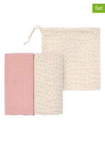 Lässig 2er-Set Mulltücher in Creme/ Rosa - (L)80 x (B)80 cm