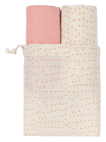 Lässig 2er-Set Mulltücher in Creme/ Rosa - (L)80 x (B)80 cm