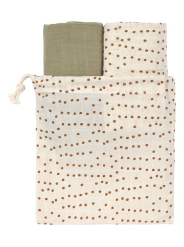 Lässig 2er-Set Mulltücher in Creme/ Grün - (L)60 x (B)60 cm