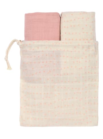 Lässig 2er-Set Mulltücher in Rosa/ Creme - (L)60 x (B)60 cm