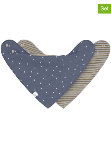 Lässig 2er Set: Dreieckstücher in Beige/ Dunkelblau