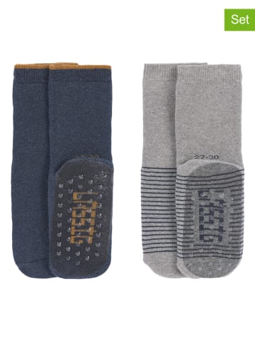 Lässig 2er-Set: ABS-Socken in Dunkelblau/ Grau