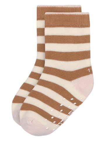 Lässig 2er-Set: ABS-Socken in Rosa/ Beige/ Hellbraun