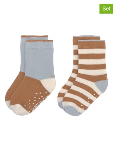 Lässig 2er-Set: ABS-Socken in Hellblau/ Beige/ Hellbraun