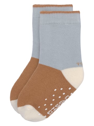 Lässig 2er-Set: ABS-Socken in Hellblau/ Beige/ Hellbraun
