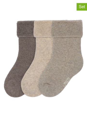 Lässig 3er-Set: Socken in Hellbraun/ Beige