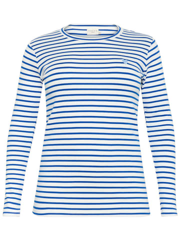 KAFFE curve Longsleeve wit/blauw