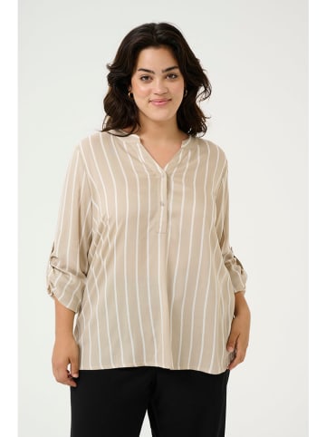 KAFFE curve Bluse in Beige/ Weiß