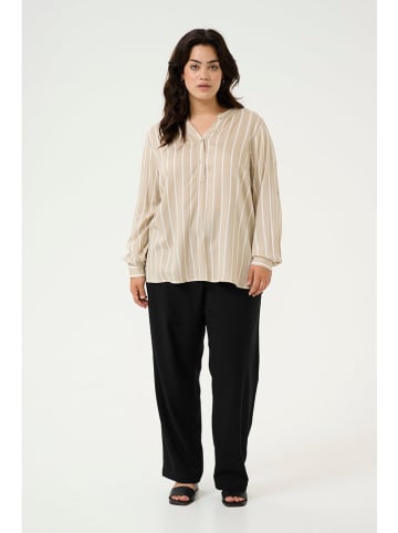 KAFFE curve Bluse in Beige/ Weiß