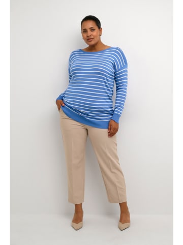 KAFFE curve Pullover in Blau/ Weiß