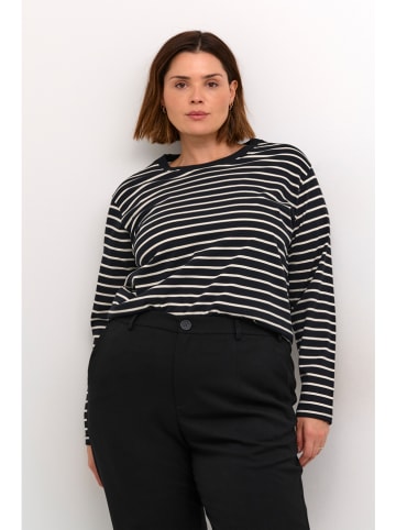 KAFFE curve Koszulka w kolorze czarno-białym